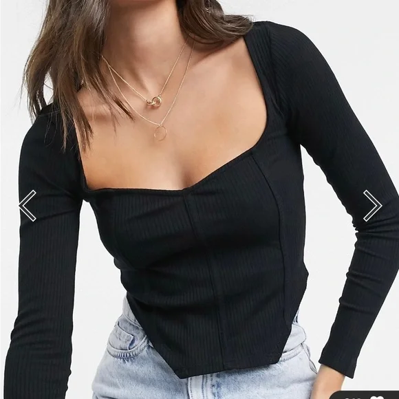 ASOS Design Rib Fitted Corset Top - Picture 1 of 1